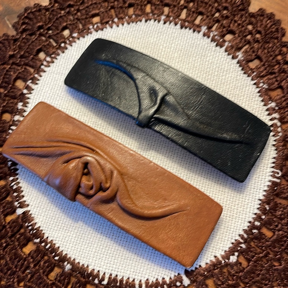 Vintage Leather Hair Clips